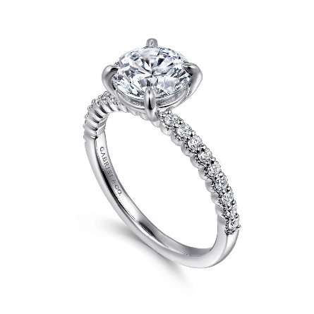 14K White Gold Gabriel KRETE 4Prong  Engagement Ring Semi Mounting w/Diams=.21ctw SI2 G-H for a 1.5ct Round Center Stone (not included) Size 6.5 #ER16147R6W44JJ (S1636064)