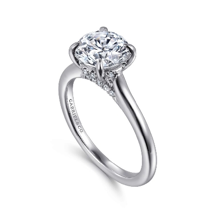14K White Gold ERICKA Solitaire 4Prong Hidden Halo Engagement Ring Semi Mounting w/Diams=.11ctw SI2 G-H for a 1.5ct Round Center Stone (not included) #ER16339R6W44JJ (S1636054)