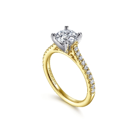 14K Yellow and White Gold Gabriel JOANNA Engagement Ring Semi Mounting w/Diams=.24ctw SI2 G-H for 1.25ct Round Center Stone (not included) 4Prong Head #ER7224M44JJ (S1636072)