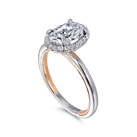 14K Rose and White Gold Gabriel AMELIE 4Prong Hidden Halo Engagement Ring Semi Mounting w/Diams=.10ctw SI2 G-H for 1.5ct Oval Center Stone (not included)  #ER16241O6T44JJ (S1636067)