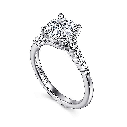 14K White Gold Gabriel REED 4Prong Engagement Ring Semi Mounting w/Diams=.24ctw SI2 G-H for a 1.5ct Round Center Stone #ER11755R6W44JJ (S1577666)