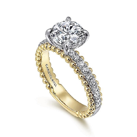 14K Yellow and White Gold Gabriel Bujukan ADDI 4Prong Head Engagement Ring Semi Mounting w/Diams=.26ctw SI2 G-H for a 1.5ct Round Center Stone (not included) Size 6.5 #ER16248R6M44JJ (S1751073)