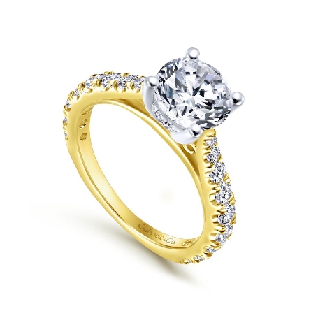 14K Yellow and White Gold Gabriel AVERY Hidden Halo Engagement Ring Semi Mounting w/Diams=.78ctw SI2 G-H for a 1.5ct Round Center Stone (not included) Size 6.5 #ER12293R6M44JJ (S1754955)