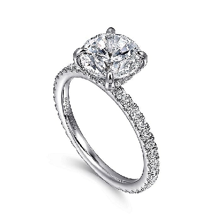 14K White Gold Gabriel ALISA 4Prong Hidden Halo Engagement Ring Semi Mounting w/Diams=.52ctw SI2 G-H for a 2ct Round Center Stone (not included) #ER16349R8W44JJ (S1754946)