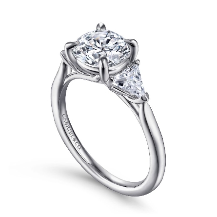 14K White Gold Gabriel MALONEY 4Prong 3Stone Engagement Ring Semi Mounting w/2 Trillion Diams=.38ctw VS2 G-H for a 1.5ct Round Center Stone (not included) Size 6.5 #ER14792R6W43JJ (S1754957)