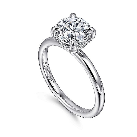 14K White Gold Gabriel DANIELE 4Prong Diamond Head Engagement Ring Semi Mounting w/Diams=.14ctw SI2 G-H for a 1.5ct Round Center Stone (not included) Size 6.5 #ER16138R6W44JJ (S1743733)