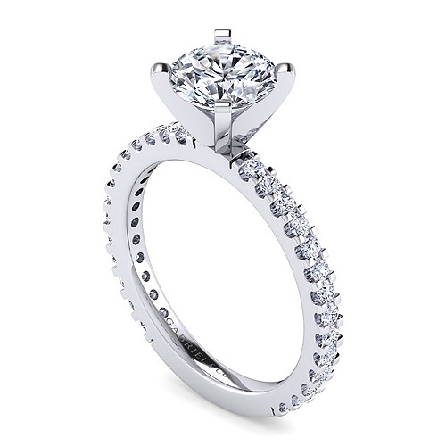 14K White Gold Gabriel LOGAN Engagement Ring Semi Mounting w/Diams=.38ctw SI2 G-H 4Prong Head for a 1.5ct Round Center (not included) Size 6.5 #ER4124R6W44JJ (S1743793)