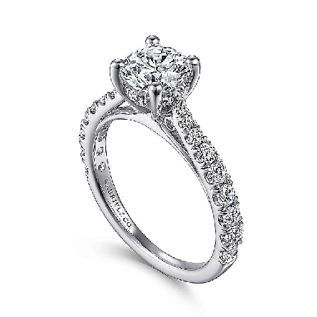Platinum Gabriel AVERY Engagement Ring Semi Mounting w/Round Diamonds=.54ctw SI2 G-H for 1ct Round Center (center stone not included) Size6 #ER12292R4PT4JJ (S604398)
