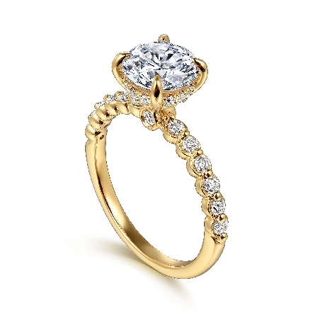 14K Yellow Gold Gabriel Single Prong Engagement Ring Semi Mouting for 1.75ct Center Stone (not included) w/Diamonds=.38ctw SI2 G-H Size 6.5 #ER16493R6Y44JJ (S1885274)