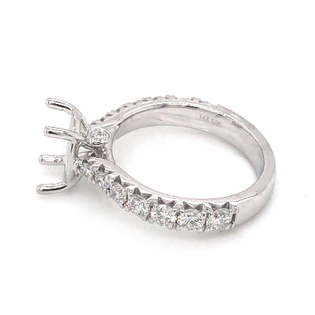 18K White Gold 4Prong Head Engagement Ring Semi Mounting w/16Diams=1.06ctw VS G-H for a 2ct Oval Center Stone (not included) Size 6.5 #R11-145364