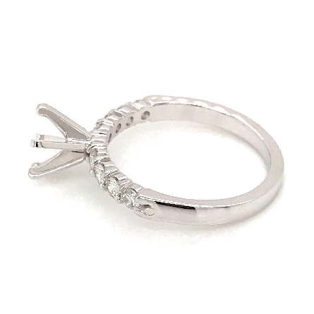 14K White Gold Shared Prong Engagement Ring Semi Mounting w/8Diams=.71ctw SI1 G-H for a 1ct Round Center Stone Size 6.5 #ARPSOP