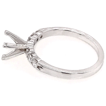 14K White Gold Shared Prong Engagement Ring Semi Mounting w/6Diams=.29ctw SI H-I for 1ct 6Prong Round Center Stone Size 6.5 #ARPSOP