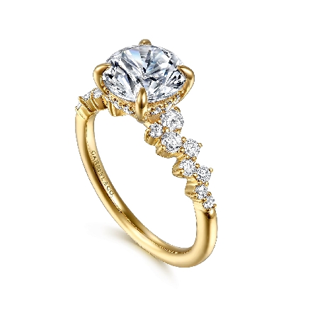 14K Yellow Gold Gabriel 4 Prong Offset Shank Engagement Ring Semi Mounting for a 2ct Center Stone (not included) w/Diams=.46ctw SI2 G-H Size6.5 #ER16665R8Y44JJ (S2118768)