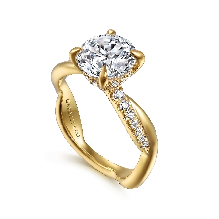 14K Yellow Gold Gabriel 4 Prong Twisted Shank Engagement Ring Semi Mounting for a 2ct Center Stone (not included) w/Diams=.24ctw SI2 G-H Size6.5 #ER16669R8Y44JJ (S2118772)