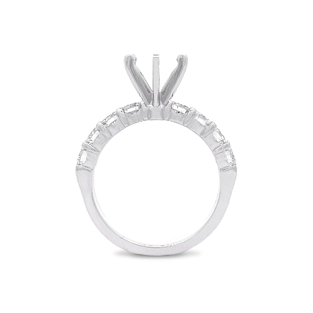 14K White Gold Shared Prong Engagement Ring Semi Mounting w/8Diams=.86ctw SI H-I for 1.25ct Round Center Stone Size 6.5 #ARPSOP