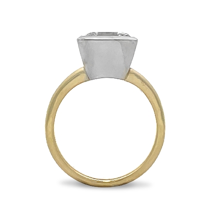14K Yellow and White Gold Bezel Split Shank Engagement Ring w/1 Princess Diamond=4.06ct SI2 J GIA#5231624497