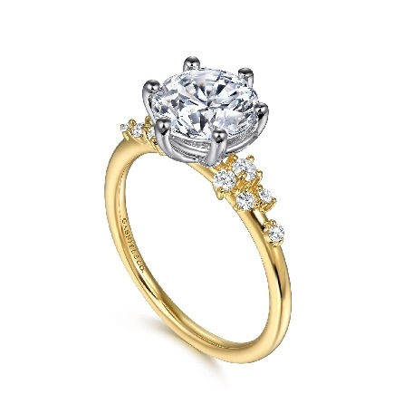 14K Yellow and White Gold Gabriel 6Prong Engagement Ring Semi Mounting for 2ct Round Center Stone (not included) w/Diams=.17ctw SI2 G-H Size6.5 #ER15973R8M44JJ (S2277756)
