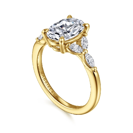 14K Yellow Gold Gabriel Oval Floral Nouveau Engagement Ring Semi Mounting for 2.25ct Oval Center Stone (not included) w/Diams=.37ctw VS2 G-H Size6.5 #ER16495O8Y43JJ (S2277755)