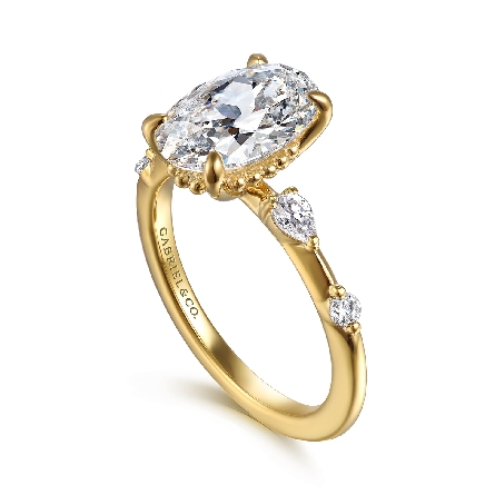 14K Yellow Gold Gabriel Oval Bujukan Engagement Ring Semi Mounting for 2.25ct Oval Center Stone (not included) w/Diams=.24ctw SI2 G-H Size6.5 #ER1666O8Y44JJ (S2277752)