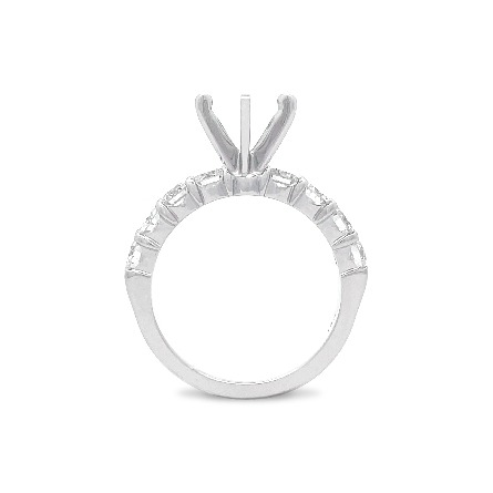 14K White Gold Shared Prong Engagement Ring Semi Mounting w/8Diams=.93tw SI H-I for 1.50ct Round Center Stone Size 6.5 #ARPSOP