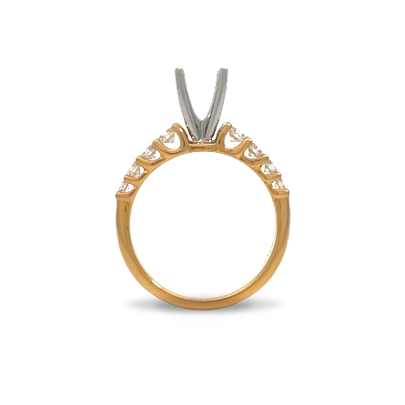 14K Yellow and White Gold 4Prong Graduated Engagement Ring Semi Mounting w/8 Diams=.44ctw VS-SI H-I Size6.25 #R11-147941