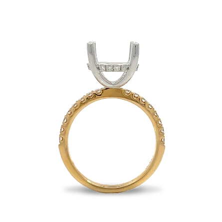 14K Yellow and White Gold 4Prong Basket Tiffany Engagement Ring Semi Mounting w/32Diams=.40ctw SI H-I Size6.25 #R11-158403