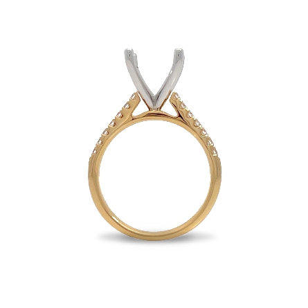 14K Yellow and White Gold 4Prong Engagement Ring Semi Mounting w/14Diams=.24ctw SI H-I Size6.25 #R11-169681