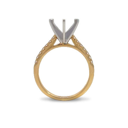 14K Yellow and White Gold 6Prong Engagement Ring Semi Mounting w/14Diams=.21ctw VS-SI I Size6.75 #R11-173387