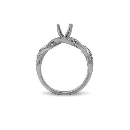 18K White Gold 4Prong Head Twist Engagement Ring Semi Mounting w/20Diams=.14ctw VS G-H  Size 6.5 #R11-119690