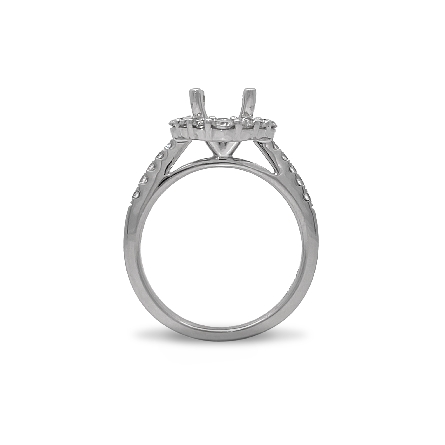 18K White Gold Kite Shaped Halo Engagement Ring Semi Mounting w/22Diams=.51ctw VS H-I Size6.5 #R11-141266