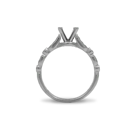 18K White Gold Channel and Bezel Engagement Ring Semi Mounting w/14Diams=.18ctw VS H-I Size6.5 #R11-144751