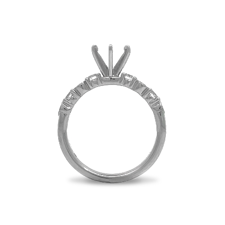 18K White Gold Alternating Milgrain Bezel 4Prong Engagement Ring Semi Mounting w/8Diams=.48ctw VS-SI G-H  Size 6.5 #R11-147173