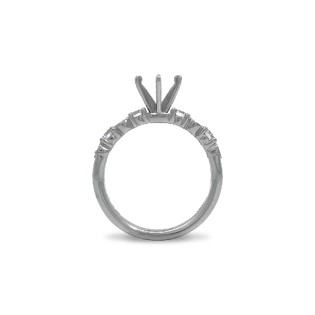 18K White Gold Alternating Milgrain Bezel 4Prong Engagement Ring Semi Mounting w/8Diams=.47ctw VS-SI G-H  Size 6.5 #R11-147173