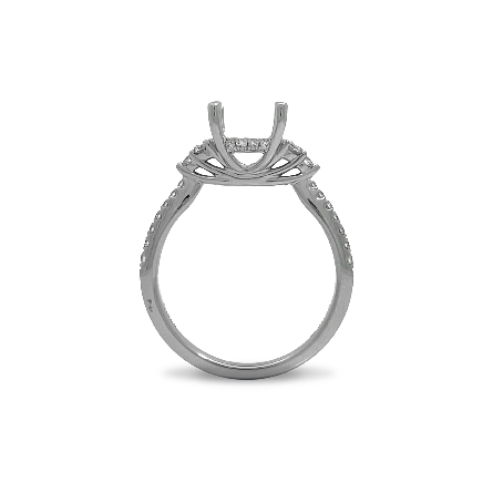 18K White Gold Engagement Ring Semi Mounting Side 3Cluster Design w/28 Diams=.31ctw VS-SI H-I Size6.5 #R11-159000