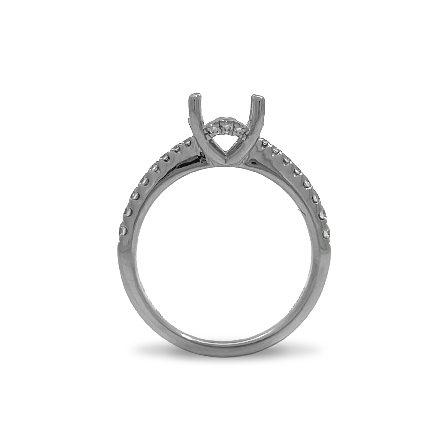 18K White Gold Underhalo Engagement Ring Semi Mounting w/28Diams=.29ctw VS-SI H-I Size6.5 #R11-159005