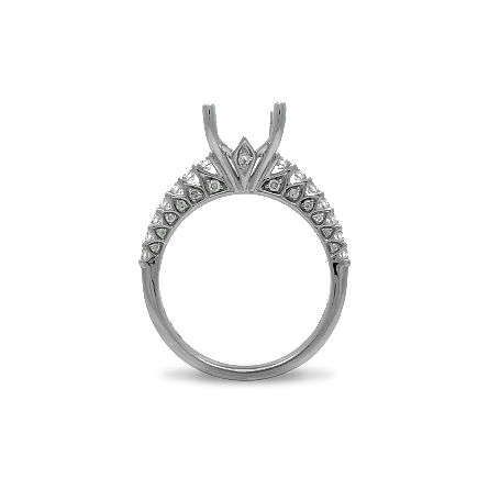 18K White Gold Graduated Shared Prong Engagement Ring Semi Mounting w/40Diams=.45ctw VS-SI H-I Size6.75 #R11-164422