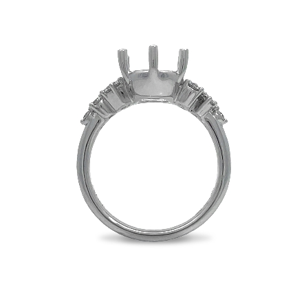 18K White Gold Cluster Oval 6Prong Engagement Ring Semi Mounting w/10 Diams=.43ctw VS-SI H-I Size6.75 #R11-168749