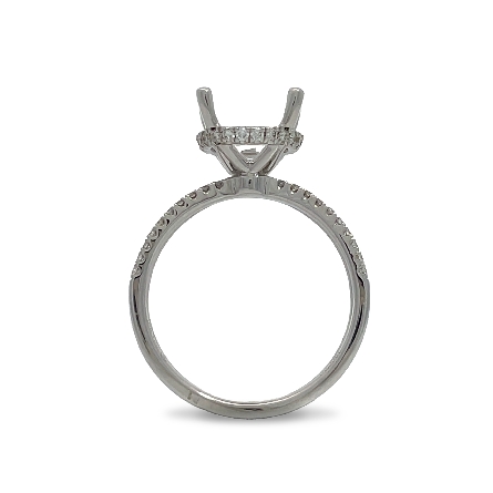 18K White Gold 4Prong Underhalo Tapered 2Row Engagement Ring Semi Mounting w/62Diams=.35ctw VS G-H Size6.5 #R11-169680