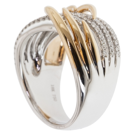 18K White and Rose Gold Crossover Fashion Ring w/122Diams=.76ctw VS G-H Size 6.5 #R457847