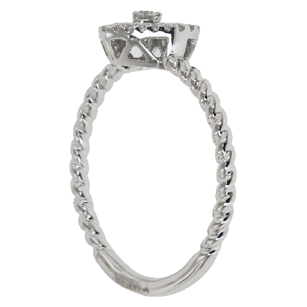 14K White Gold Diamond-Cut Heart Ring w/25Diams=.12ctw SI H Size 6.5 #RG29627-W4DI