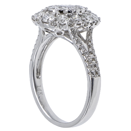 14K White Gold Oval Cluster Engagement Style Ring w/Diams=1.88ctw SI H-I Size 6.5 #R-7199-E (K2949)