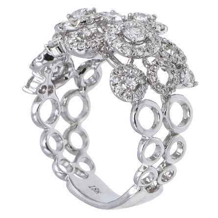 18K White Gold Multi Halo Fashion Ring w/Diams=1.26tw SI H-I Size 6.5 #R-6093-E (G5335)