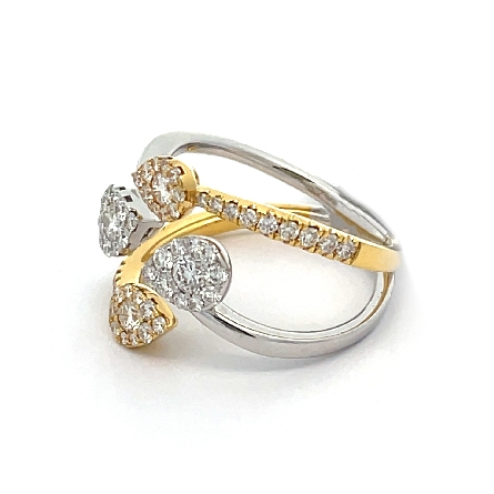 18K Yellow and White Gold Open Cluster 4 Row Band w/Round Diams=1.00ctw VS G-H Size 6.5 #RG25991