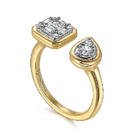 14K Yellow and White Gold Gabriel Open Top Toi Et Moi Ring w/Baguette Diams=.10ctw VS2 G-H and Diams=.31tw SI2 G-H Size 6.5 #LR52579M44JJ (S2244171)
