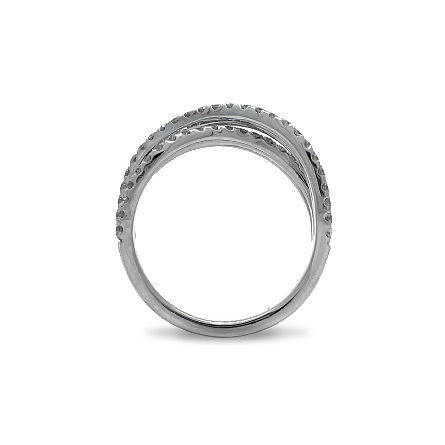 18K White Gold Double 2 Row Crossover Fashion Band w/98Diams=1.03ctw VS H-I Size6.25 #R19-127621