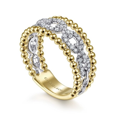 14K Yellow and White Gold Gabriel Bujukan Link Center Band w/Diams=.36ctw SI2 H-I Size 6.5 #LR51783M45JJ (S2322672)