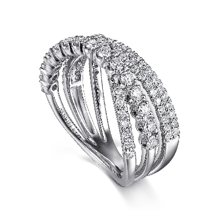 14K White Gold Criss Cross 3Row Fashion Ring w/Diams=.79ctw SI2 H-I Size6.5 #LR52751W45JJ (S2326263)