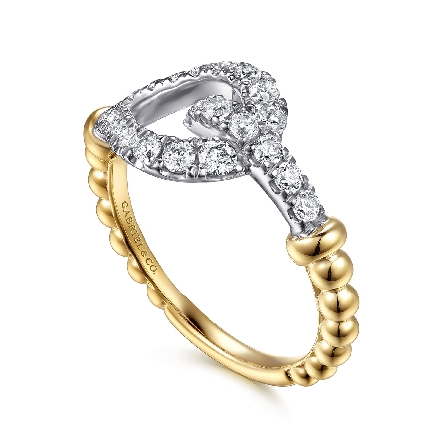 14K Yellow and White Gold Gabriel Horseshoe Buckle Ring w/Diams=.48ctw SI2 H-I Size6.5 #LR53000M45JJ (S2323054)