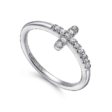 14K White Gold Cross Ring w/Diams=.13ctw SI2 H-I Size 6.5 #LR50221W45JJ (S2337371)