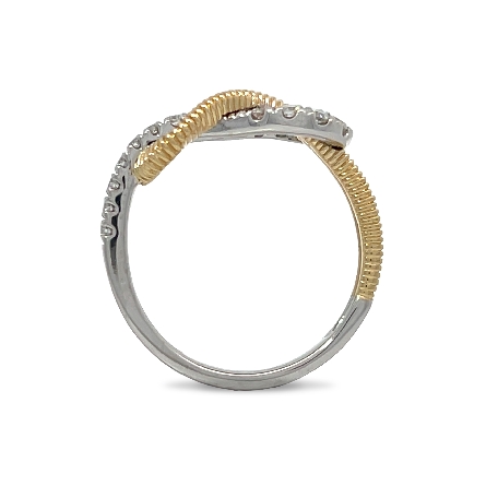 14K Yellow and White Gold Textured Buckle Ring w/Diams=.50ctw VS-SI G-H Size6.5 #PR2924D